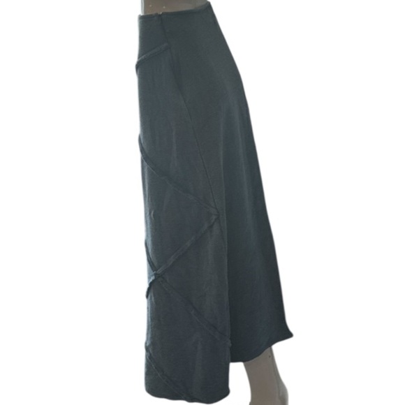 Earthbound Trading Company Boho Blue Chevron Textured Cotton Midi Skirt Size M - Picture 3 of 13